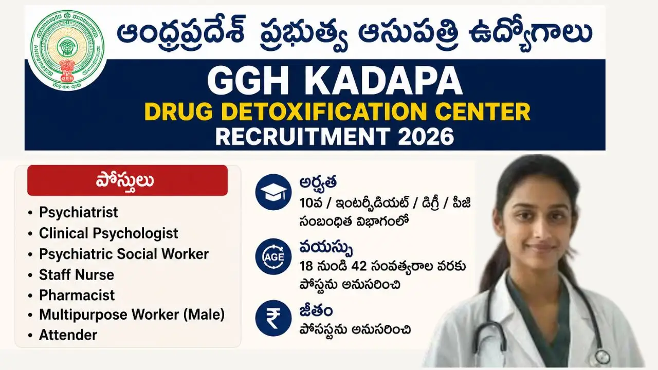 GGH Kadapa Drug Detoxification Center Recruitment 2026