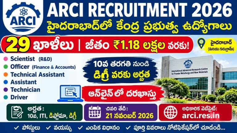 ARCI Recruitment 2026